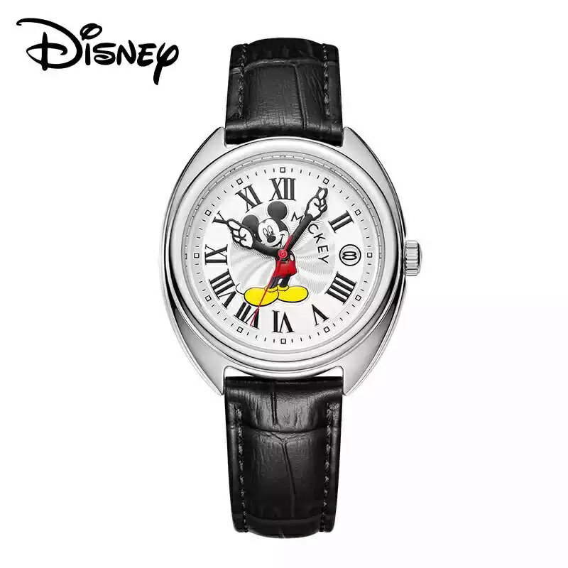 迪士尼時尚石英手錶米奇老鼠卡通青年女士復古設計感手錶 男女皆宜防水情侶手錶