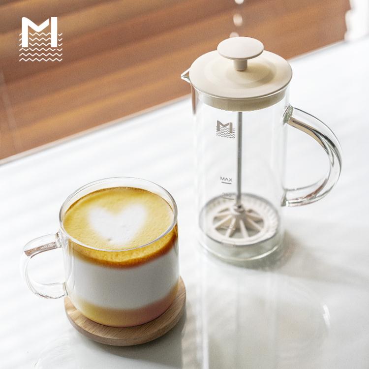 奶泡機 MAVO奶泡機 打奶泡器手動 手打奶泡壺 咖啡牛奶打泡器 玻璃奶泡杯 快速出貨