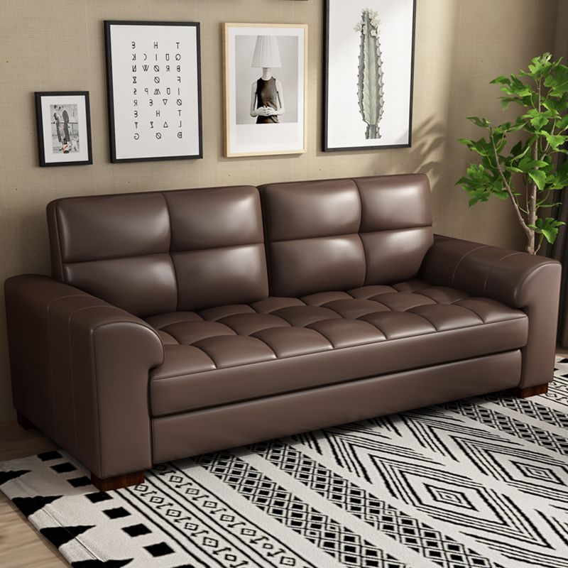 含運  真皮沙發簡約頭層牛皮一字型客廳整裝現代直排三人位小戶型皮沙發 4