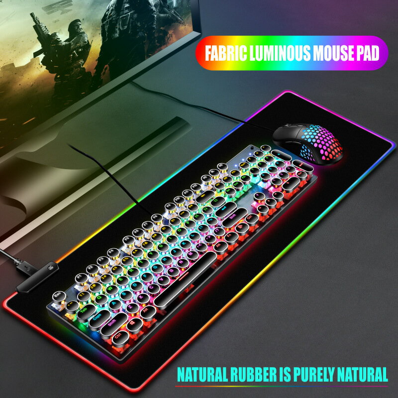 滑鼠墊300*800*4mm電腦加厚發光RGB遊戲競技鍵盤桌面鼠墊EABY【Snowbelle優選】