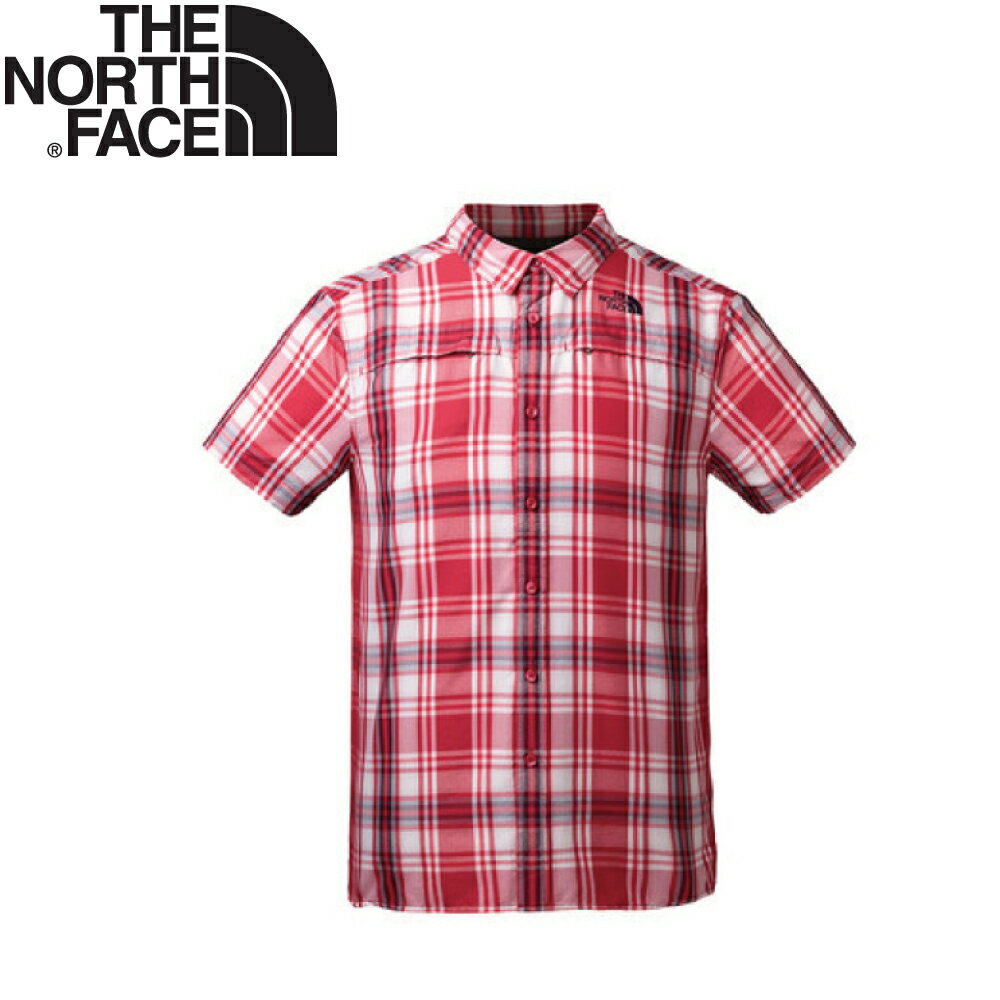 【The North Face 美國 男 抗UV排汗短襯衫/L《紅色格紋》】3GIK/抗紫外線/透氣/短袖/襯衫