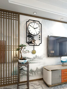 掛鐘 新品上市 新中式網紅鐘表掛鐘客廳家用時尚創意掛式中國風靜音個性時鐘掛墻 交換禮物