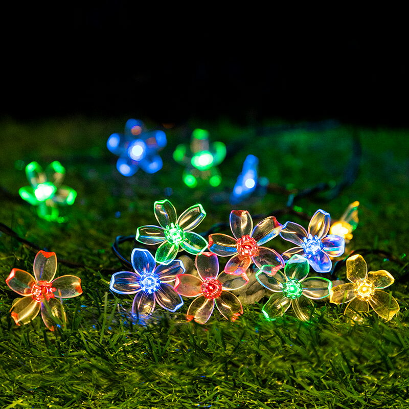 LED燈串 裝飾燈 野餐燈 櫻花太陽能燈串戶外防水庭院花園陽臺裝飾露營掛樹上氛圍led彩燈『KLG0496』