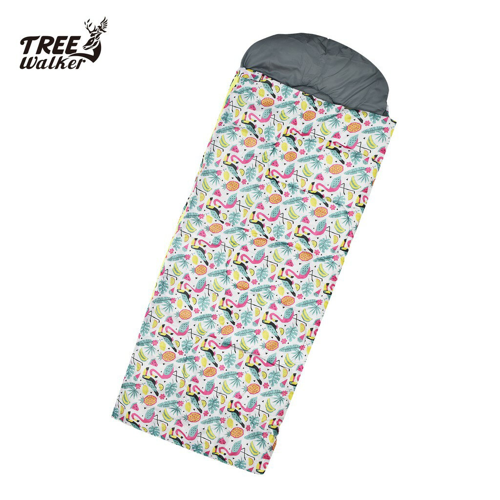 【Treewalker露遊】夢想森林兒童睡袋 172x67 柔軟布料 可愛紅鶴 全開式 防踢被 幼稚園兒童睡袋 四季睡袋