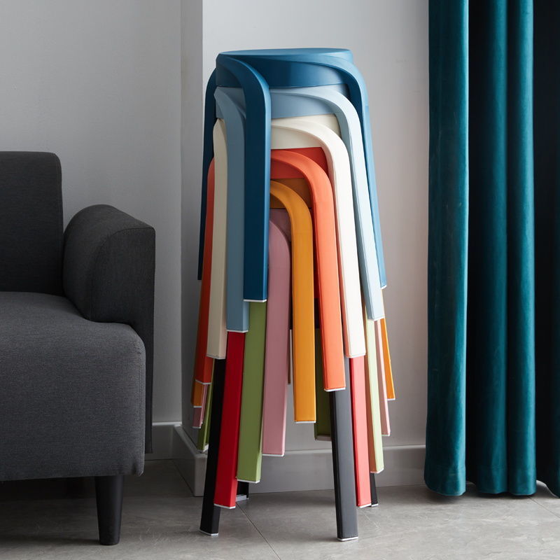 楓林宜居 風車塑料凳子加厚成人家用餐桌高板凳現代簡約時尚創意北歐方圓凳