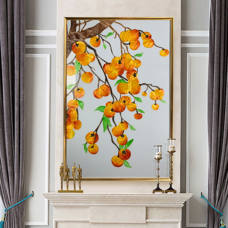 貼鉆十字繡新款中國風黃橘簡約現代點鉆石畫滿鉆客廳玄關