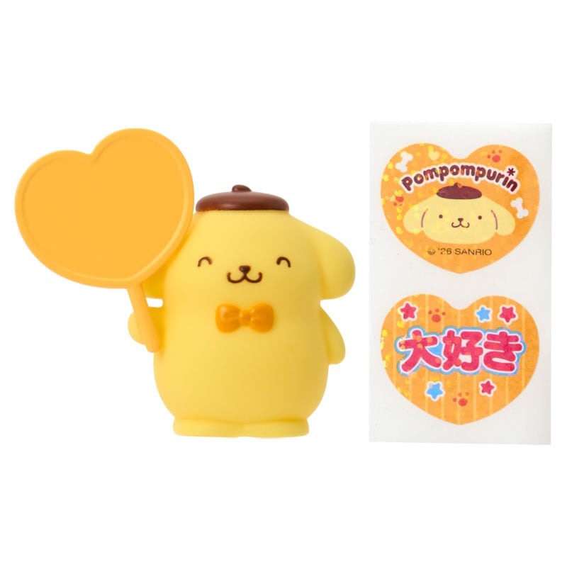 asdfkitty*三麗鷗 藍盒 布丁狗 應援扇造型夾子 手指玩偶 附貼紙-名片夾 相片夾-日本正版商品