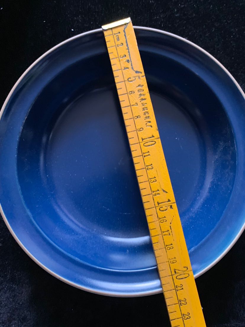 深藍色瓷青菜盤子湯盆圓形沙拉盤飯盤8英寸筆洗墨盆熱銷陶瓷餐盤