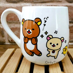 【真愛日本】18022700024 弧身胖胖馬克杯-懶熊拍照 san-x 拉拉熊 懶熊 奶熊 杯子 陶瓷馬克杯
