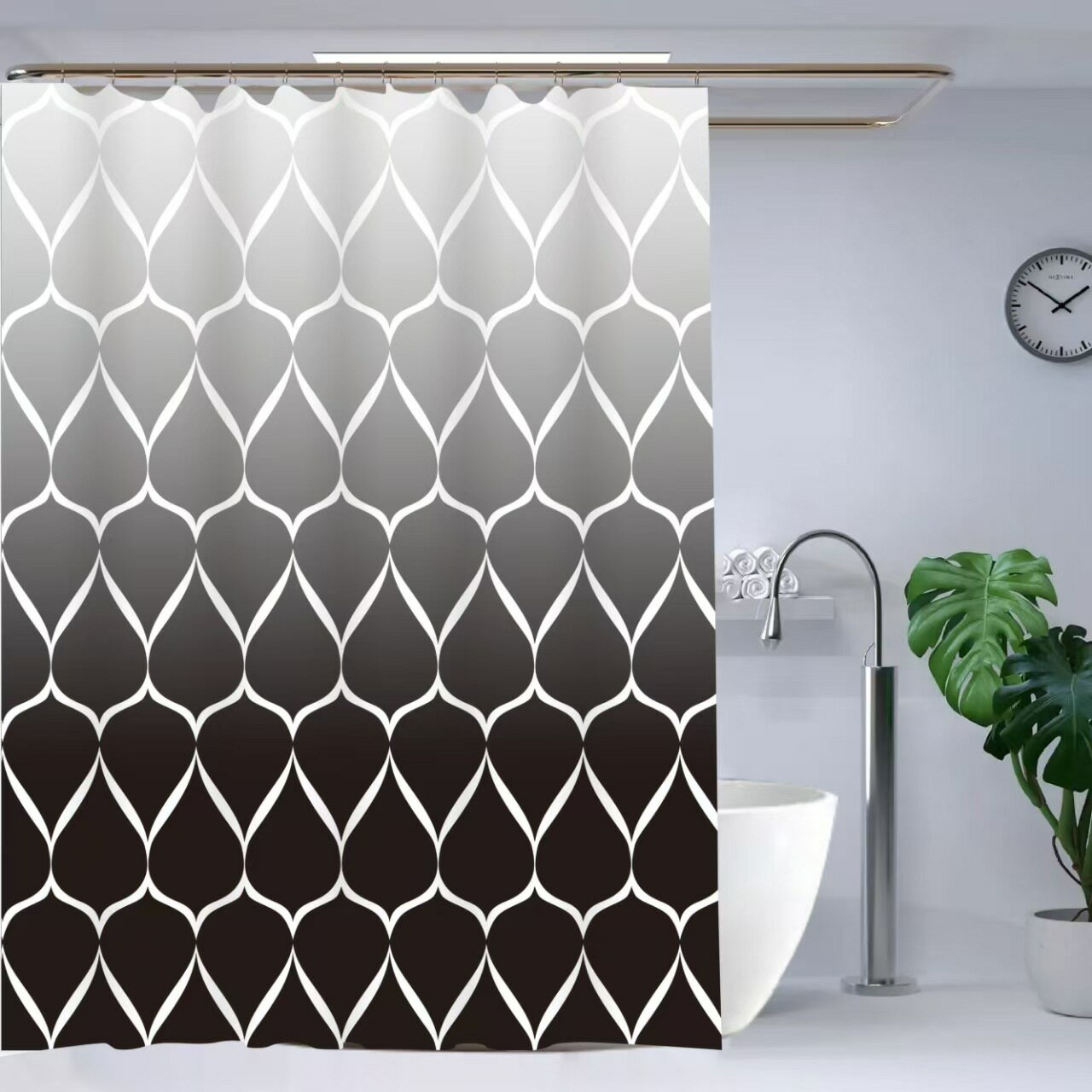 免運 開立發票 簡約防水浴簾加厚滌綸布浴室窗簾直供衛生間浴簾