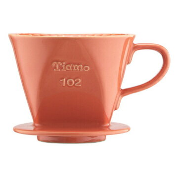 金時代書香咖啡 TIAMO 102 硬質白瓷 咖啡濾器組 橘 附量匙滴水盤 HG5045