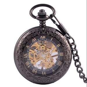 機械懷錶復古翻蓋男女機械懷錶學生懷舊雕花項鍊表發條掛表cp