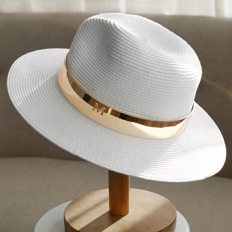 英倫禮帽女士帽子夏天爵士帽沙灘白色草帽遮陽帽防曬太陽帽涼帽1入