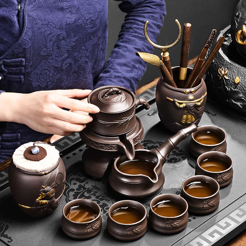 懶人茶具套裝高檔自動功夫茶具茶杯家用紫砂石磨泡茶器喝茶壺
