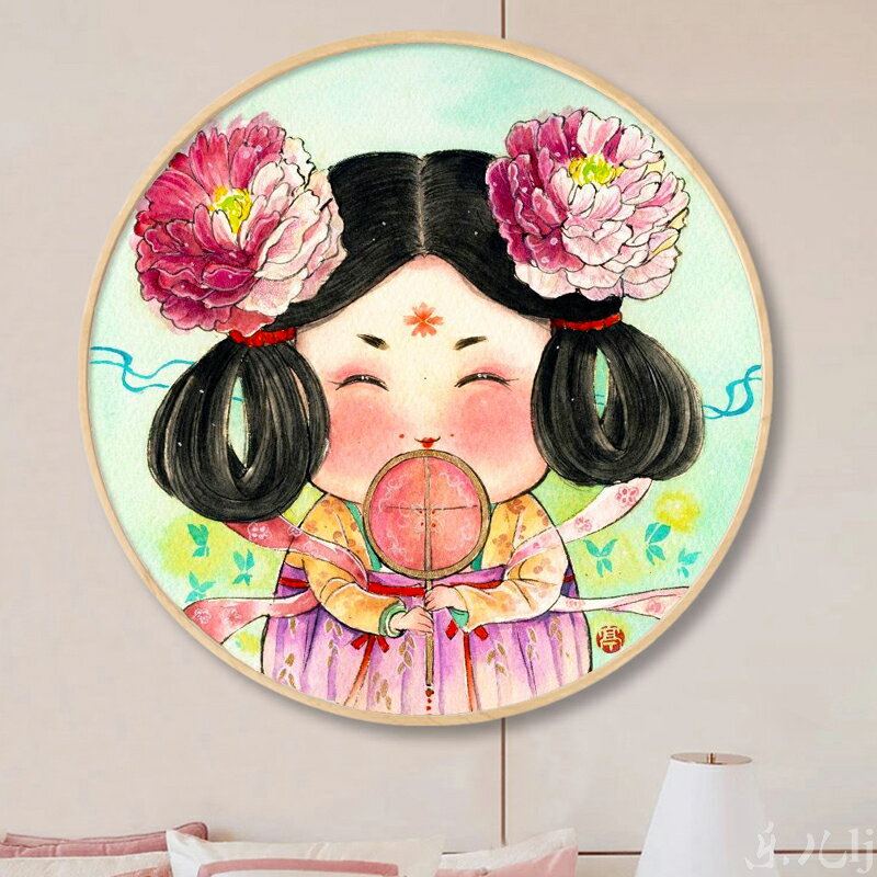 唐貴妃 古風人物十字繡圓形鉆石畫新款可愛卡通中國風小幅點貼鉆
