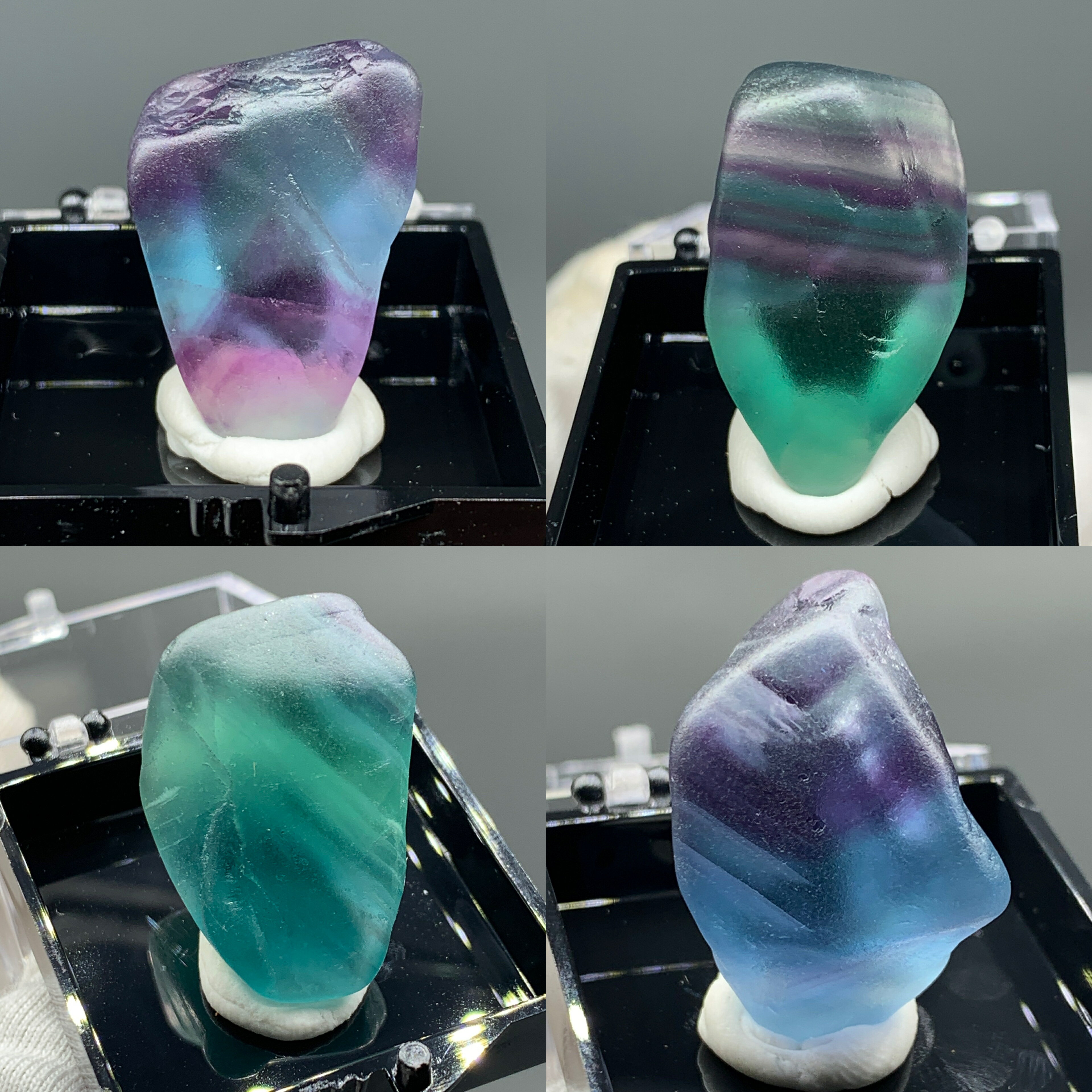 紫藍綠螢石天然礦物晶體盒子礦石入門教學科普貓礦原石寶石小擺件