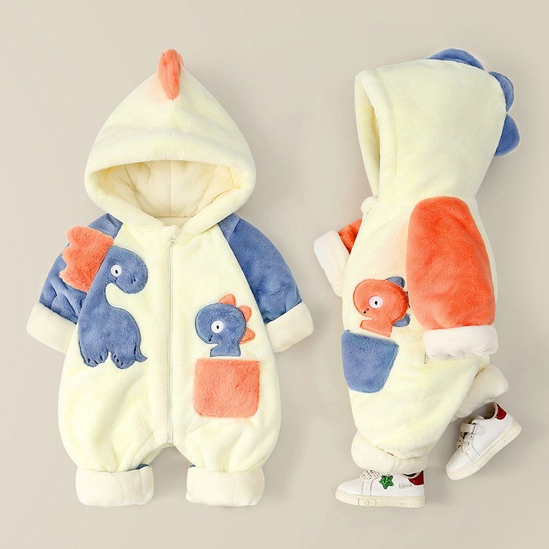 嬰兒衣服冬季男女寶寶滿月服爬服加絨保暖套裝新生兒外出連體衣潮