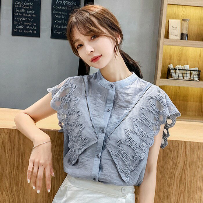 夏季上衣服年新款女裝氣質短袖t恤女雪紡襯衫時尚洋氣小衫潮 0