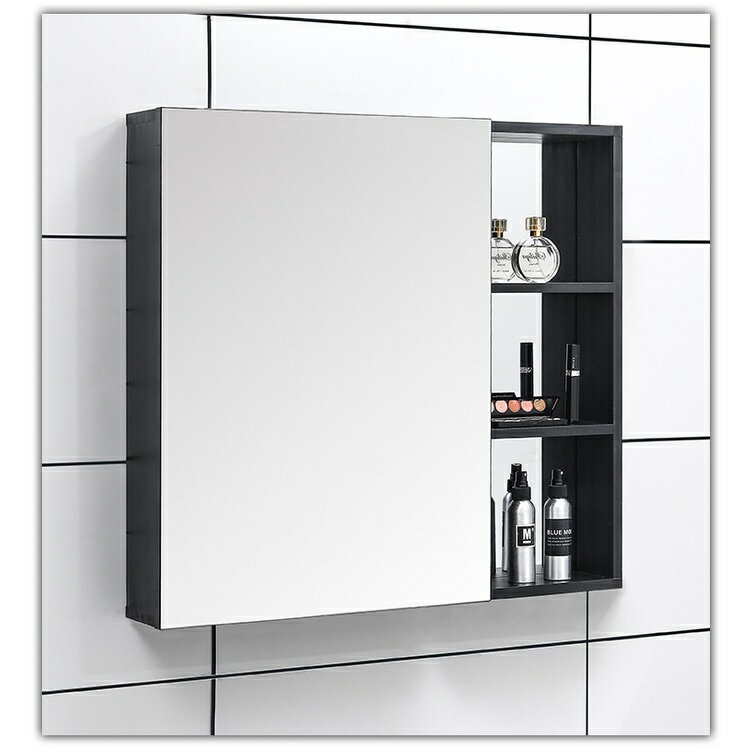 （破損免費補發）廁所洗手間隱藏式鏡櫃掛牆式太空鋁黑色衛生間浴室儲物櫃鏡子帶置