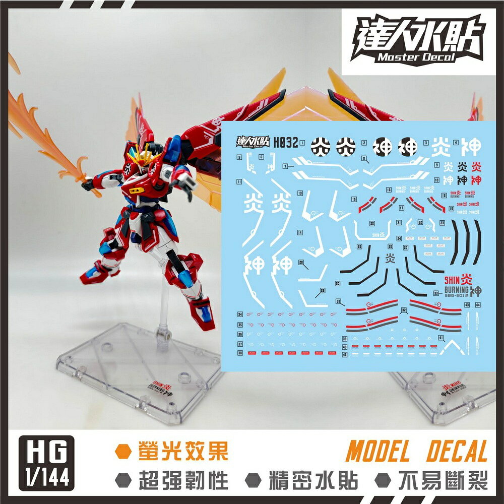 【鋼普拉】現貨 大林水貼 螢光版 鋼彈創鬥元宇宙 HG 1/144 #04 SHIN BURNING 神燃燒鋼彈