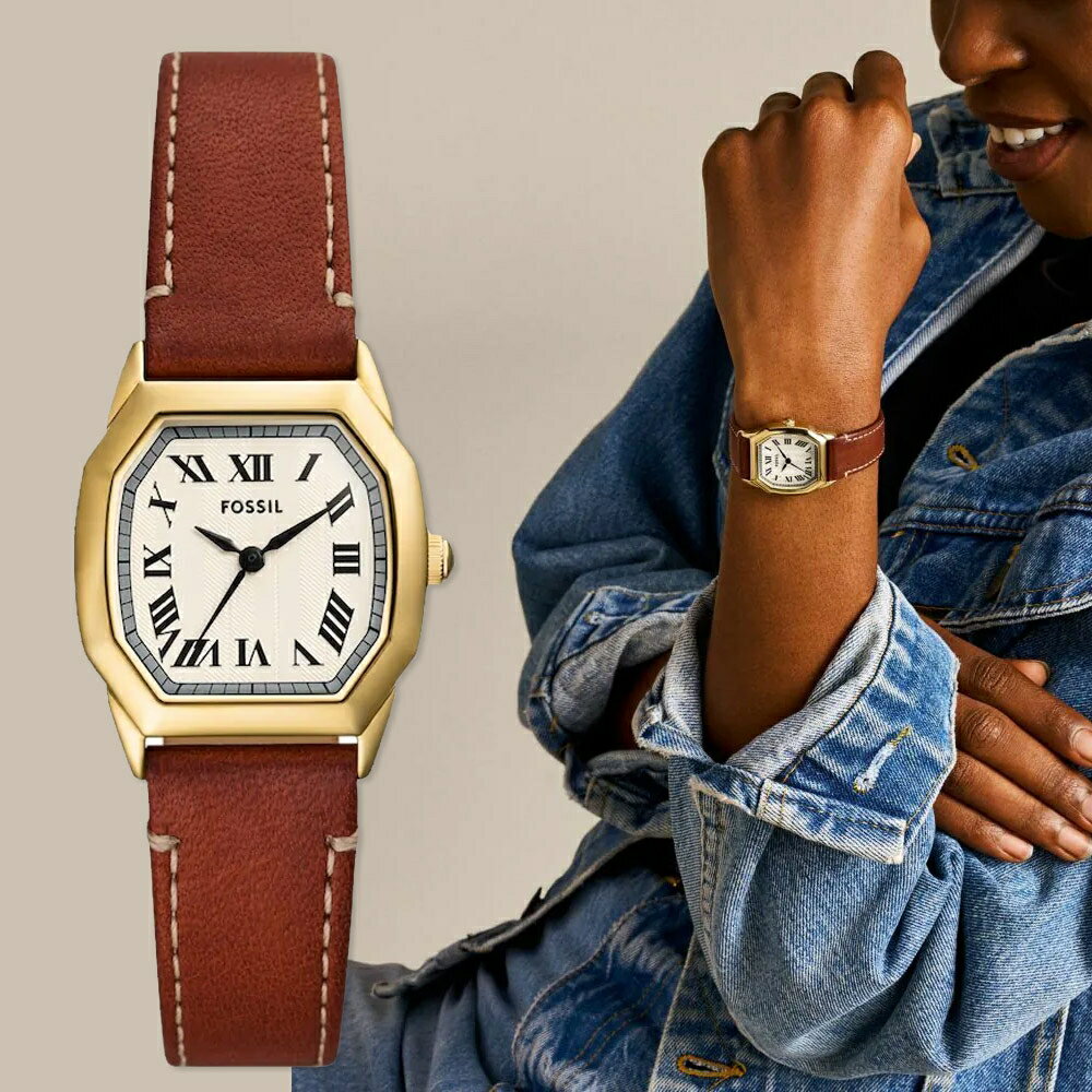 送禮首選★FOSSIL Harlow 復古真皮錶帶女錶 送禮首選-27mm ES5364【美國時尚品牌】 附提袋【全館滿額折價★FOSSIL全系列包夾送美妝蛋】