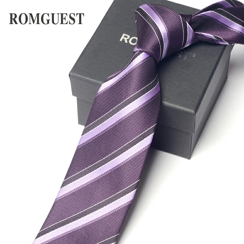 紫色條紋7cm手打領帶男士商務正裝女職業西裝襯衫深藍色 禮盒裝潮