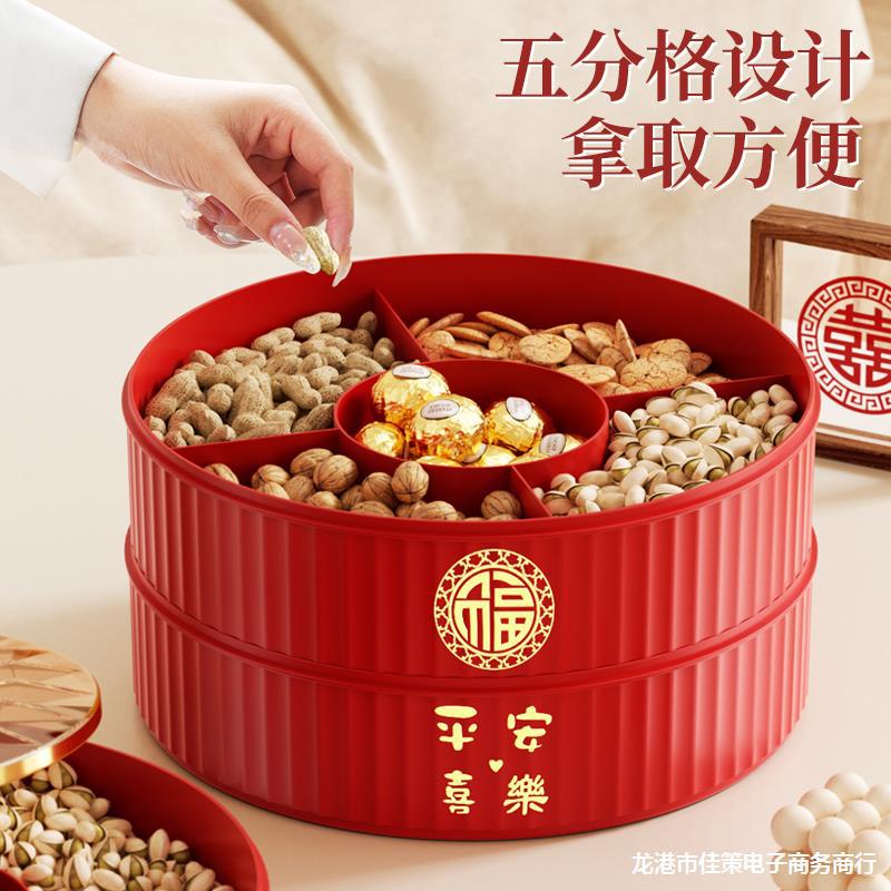果盤家用客廳茶幾水果盤糖果盒乾果盒過年零食擺盤收納盒喜慶年貨「限時特惠」