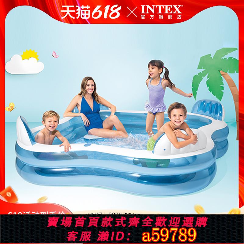 【臺灣公司 可打統編】intex充氣游泳池兒童家用泳池透明加厚寶寶家庭戲水洗澡池
