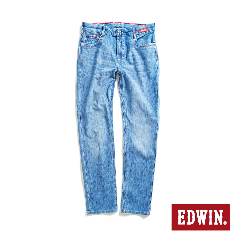EDWIN 加大碼 東京紅360°迦績彈力機能小直筒牛仔褲-男款 石洗藍