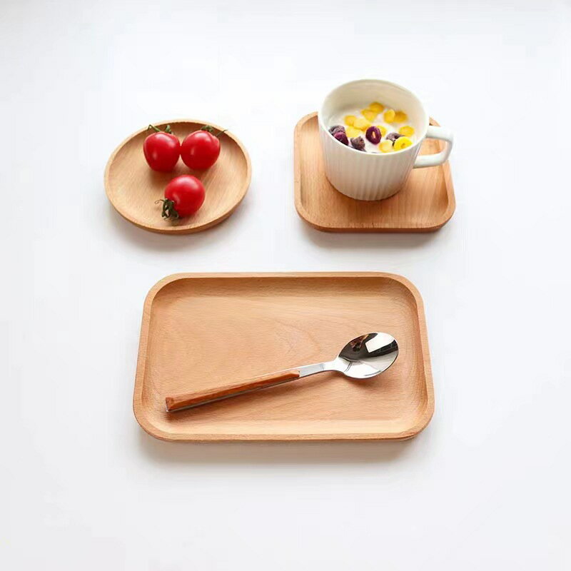 開發票 日式格調兒童水果盤木質甜品盤咖啡牛奶點心托盤蛋糕碟芝士奶酪盤