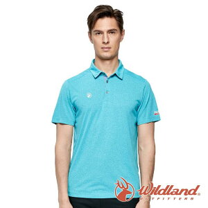 【wildland 荒野】男 POLARTEC雙色抗UV排汗短袖POLO衫『冰河藍』P1616