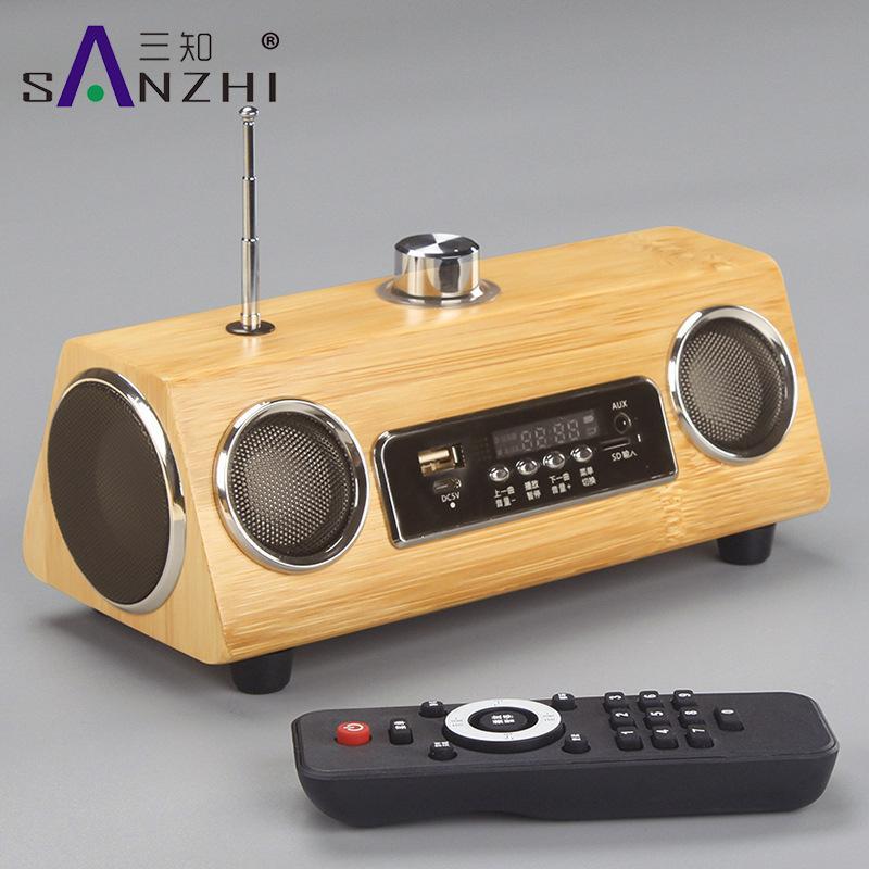 竹製遙控手機無線藍芽音箱插卡U盤戶外攜帶重低音炮MF戶外收音機70-YJ 保售後