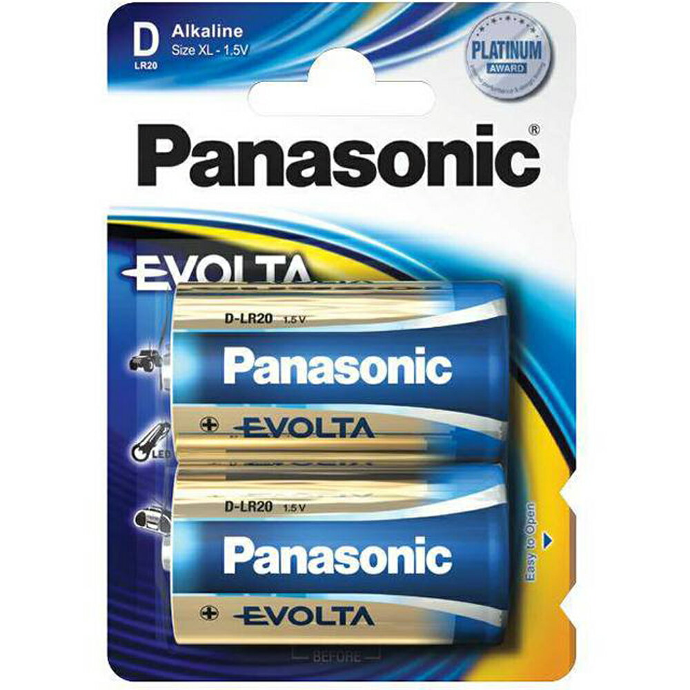 【國際牌Panasonic】EVOLTA超世代 鹼性電池 1號2入 吊卡裝(LR20EGTTS日本製1.5V大電流電池/公司貨)