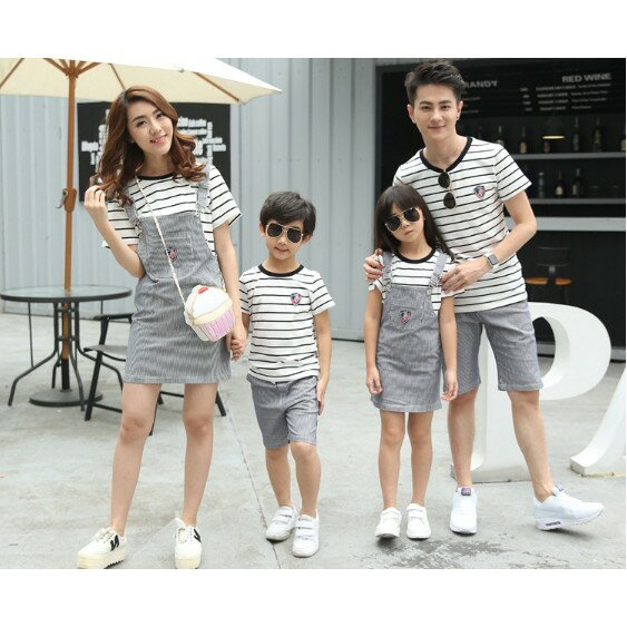 親子裝 親子套裝 T恤 母女裝 全家福 韓版時尚條紋 親子套裝 女裝 童裝 全家裝 一家三口 一家四口 櫻桃嚴選 5