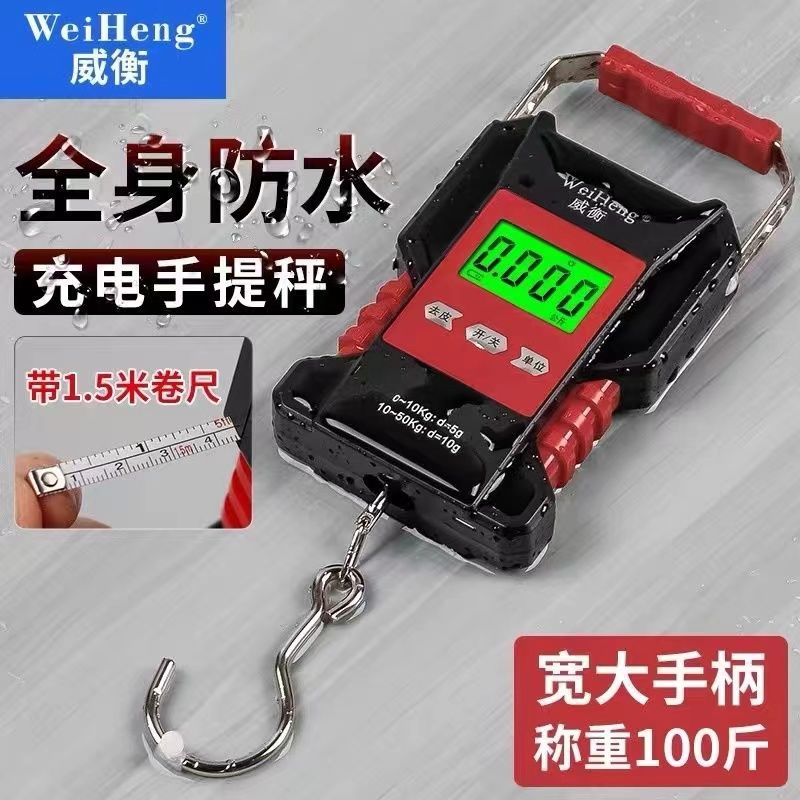 公司貨 免運 防水手提電子秤高精度稱重器便攜式50kg隨身小秤戶外釣魚專用鉤稱 速度發貨
