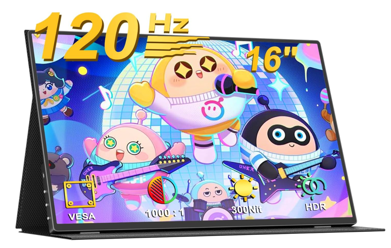 EVICIV 16吋 2K 120Hz 便攜式遊戲顯示器 1ms 反應時間 HDR 100% sRGB 1610 IPS 螢幕 日本正規品代購