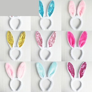 可愛兔耳朵發箍裝飾幼兒表演頭飾毛絨動物派對兒童頭箍春節飾品