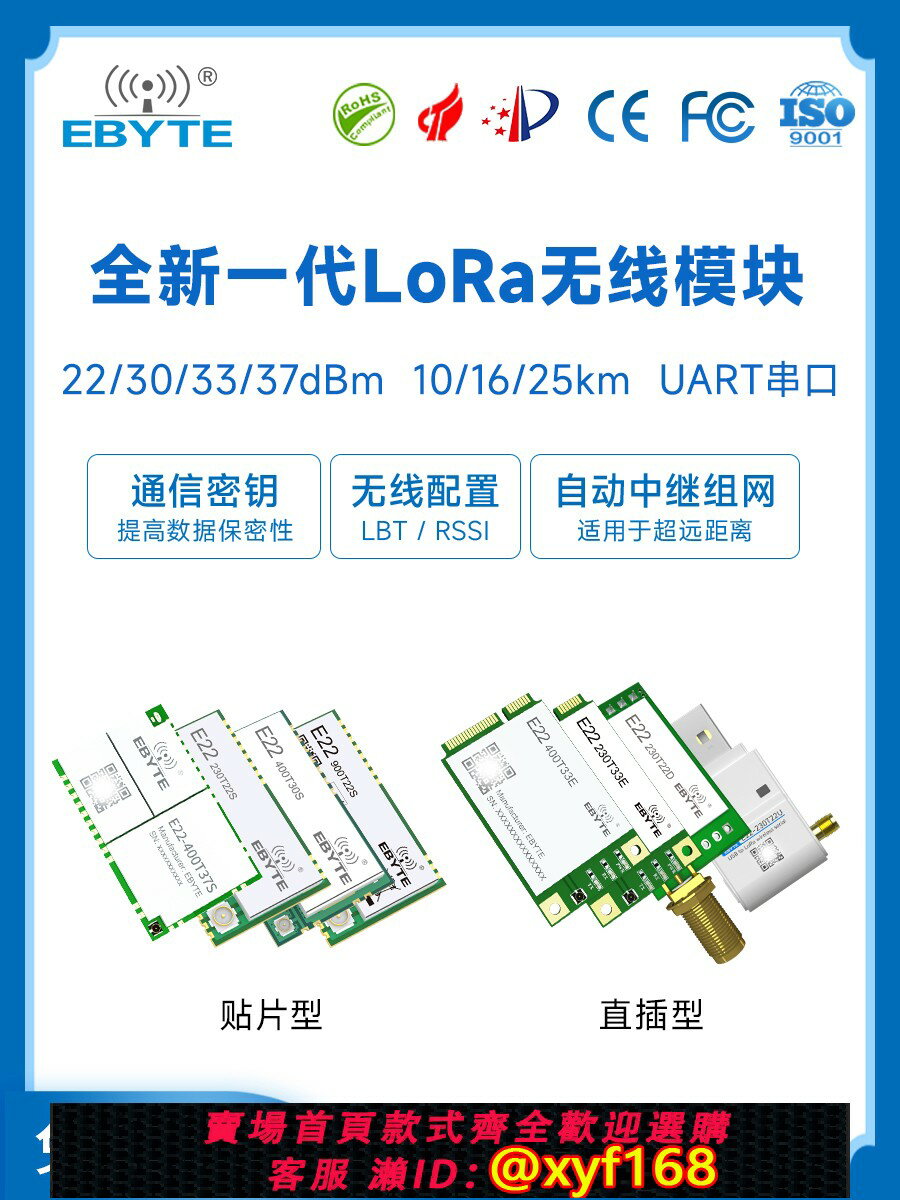 {保固一年 可打統編}LoRa無線數傳模組433M串列埠通訊收發中繼組網SX1262/1268射頻模組