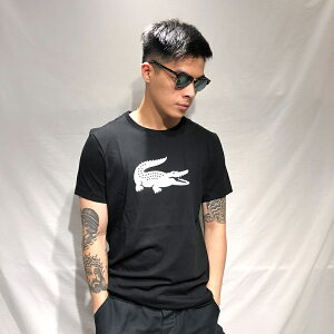 美國百分百【全新真品】Lacoste 鱷魚 T恤 T-SHIRT 短袖 短T 上衣 logo 黑色 L XL號 AO18