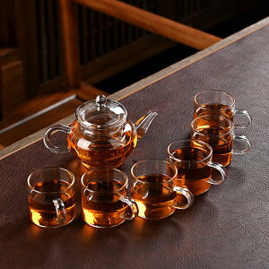 玻璃茶具套裝家用茶杯功夫茶耐熱耐高溫泡茶器簡約過濾小型茶壺E