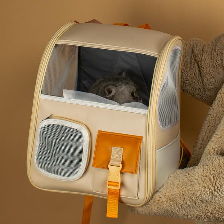 橘子汽水夏日寵物雙肩包貓咪斜背包透明太空艙貓包小狗外出包書包 領券更優惠