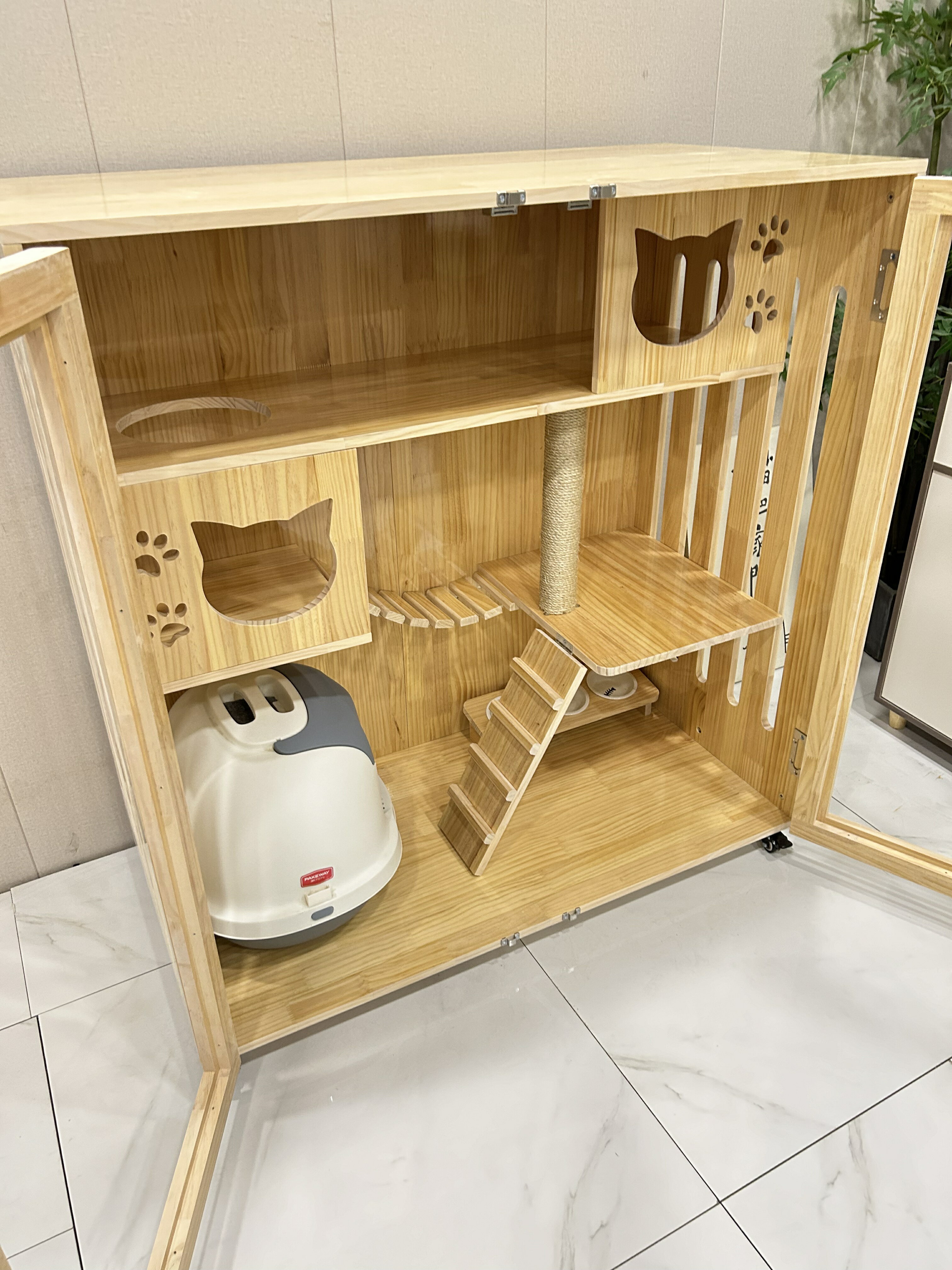 【台灣現貨】防水實木貓籠子 超大號貓舍 豪華實木貓別墅貓櫃 貓窩小貓房雙層三層家用豪華貓屋（120*60*120cm） 4