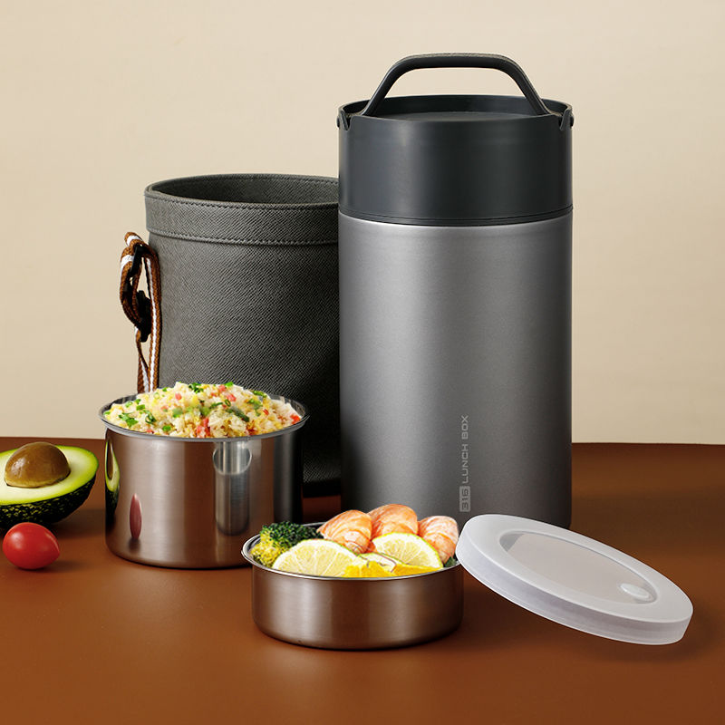 TIGER Tiger Thermos Insulated Lunch Box Stainless Steel Lunch Jar About 3  cups Black LWU-A172-KM Tiger 