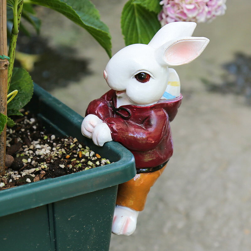 花園裝飾 庭院花架裝飾小擺件 園藝裝飾卡通小動物兔子裝飾品掛件