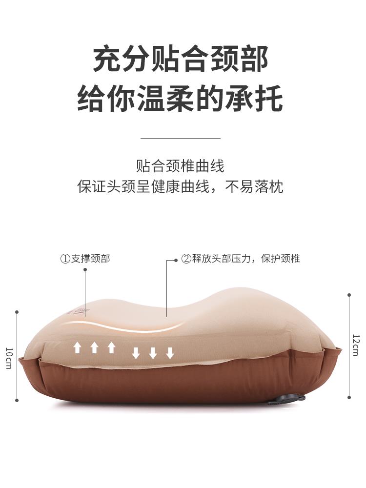 【全球優品匯】原始人自動充氣枕頭旅行枕便攜戶外露營枕頭吹氣沖氣氣墊腰墊腰枕