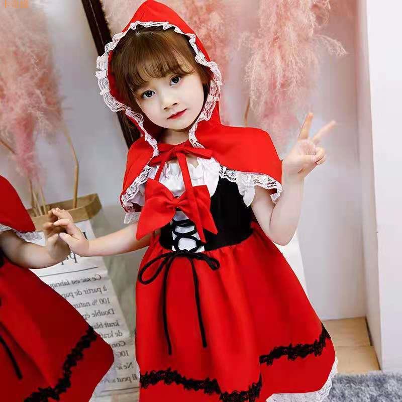 新款萬聖節兒童服裝女童小紅帽演出服cosplay化妝舞會角色扮演服