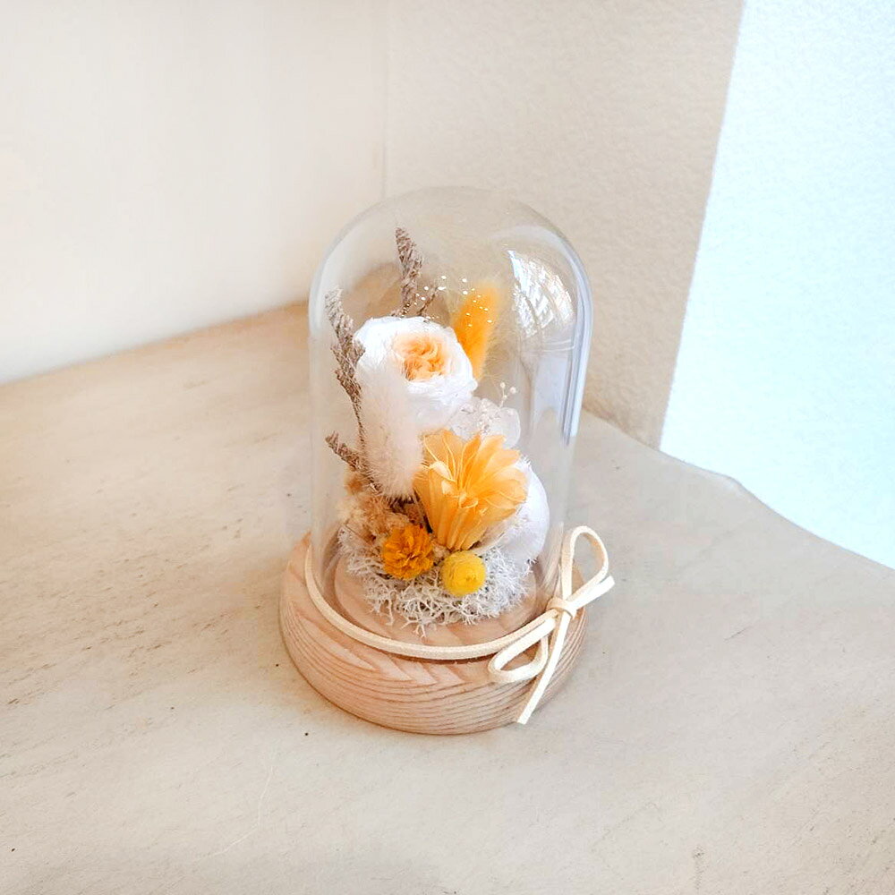 萩蒔花花藝x覓品竹北手作店-乾燥花x永生花創作橢圓玻璃花盅-奧斯丁玫瑰A款 1