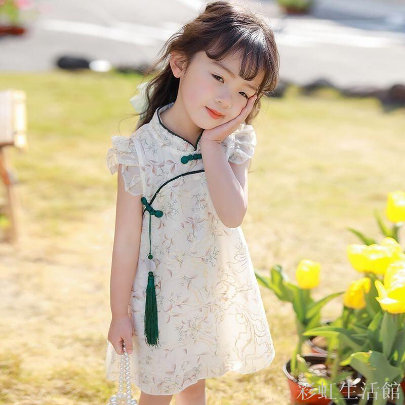 女童夏季無袖旗袍小女孩連衣裙兒童裙子寶寶新中式童裝洋氣小裙子