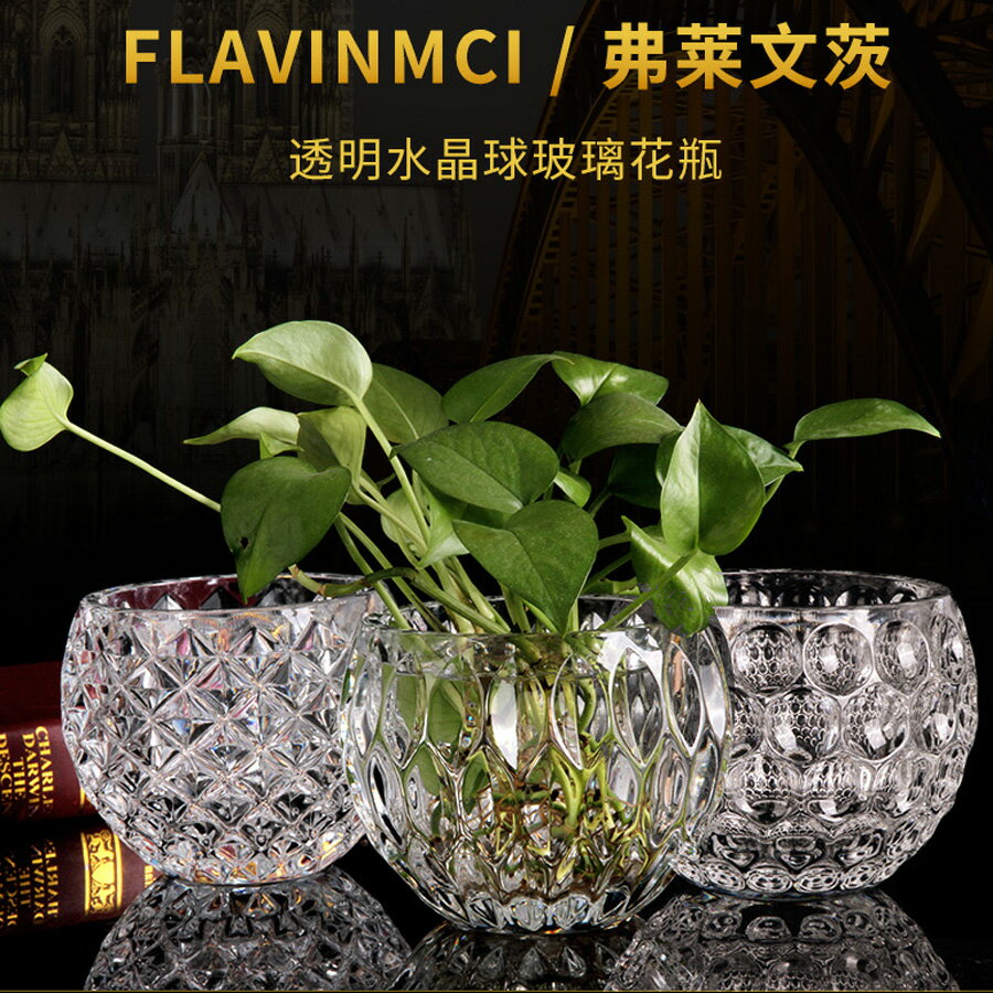 歐式綠蘿水培植物透明玻璃花瓶家用客廳裝飾品水養插花器皿擺件