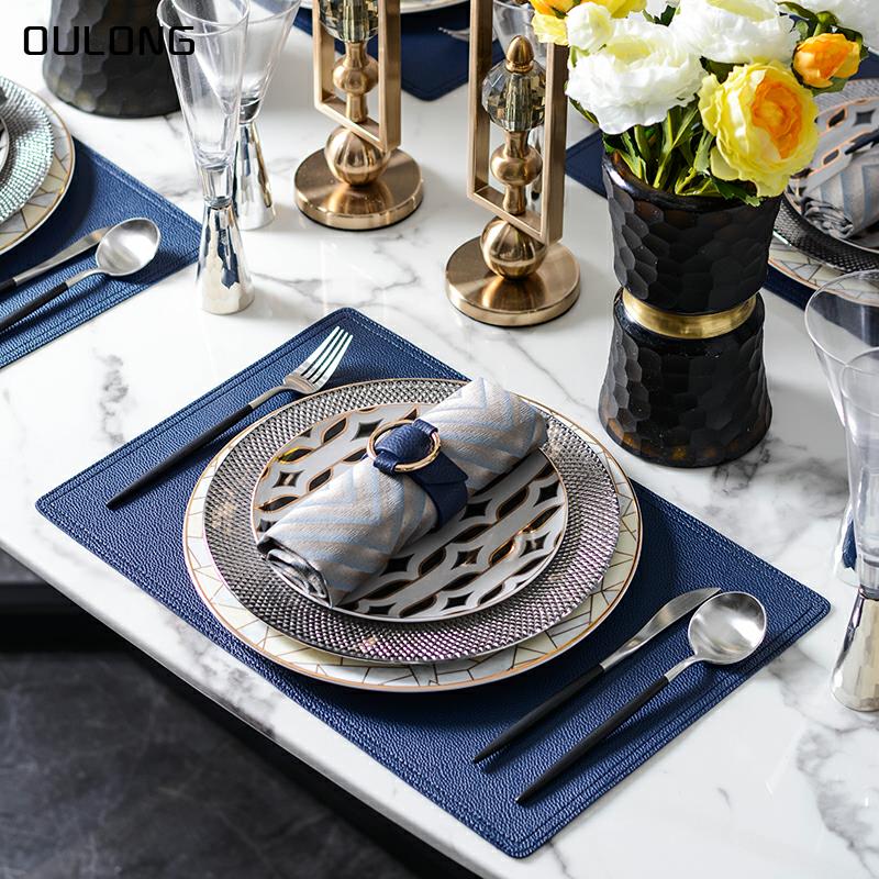 歐式美式樣板房間餐具餐盤現代簡約輕奢餐碟套裝餐桌飾品擺件擺盤
